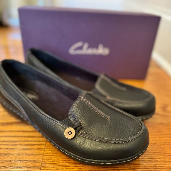 Clarks Women's 11M Black Ashland Scurry Clogs Slip On Leather Comfort Round Toe - Picture 14 of 15